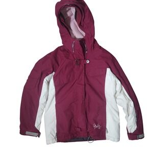 Firefly Ski Snowboard Jacket Girls M Burgundy‎ White Hooded Winter Warm Coat